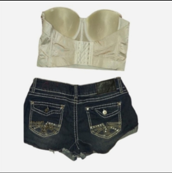 White Rhinestone Corset Bustier Top - Picture 4 of 15